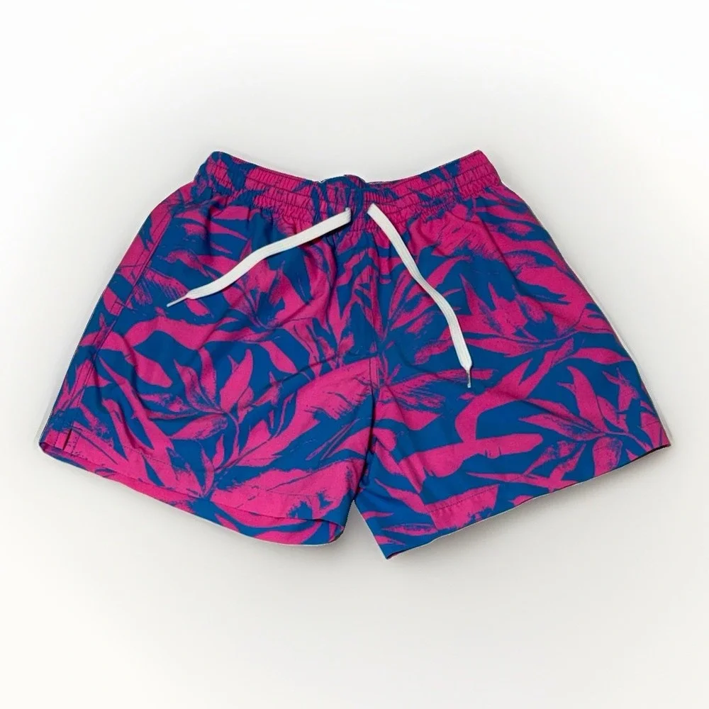 Chubbies The Floral Leaf Pink  & Blue Swim Trunks Shorts Men's Small 5.5